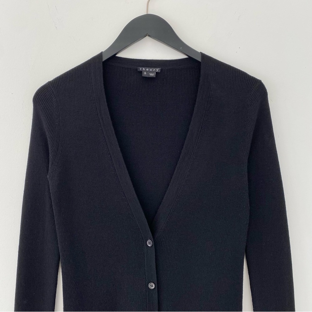 Theory 100% Wool Ribbed Cardigan - Picture 3 of 8